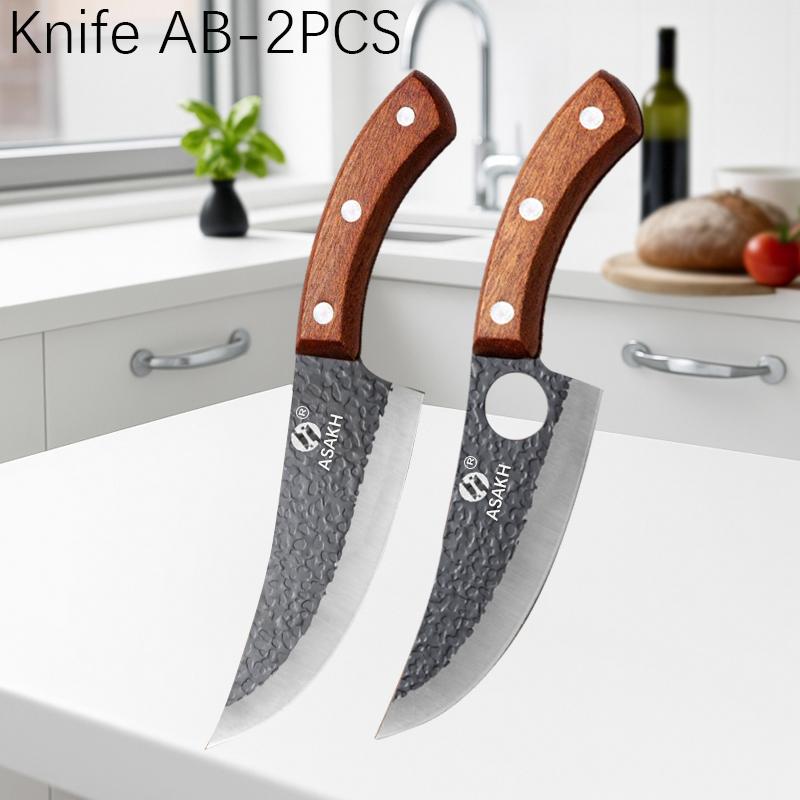 Stainless Steel Boning Knife Kitchen Skinning Butcher Knife Meat Cleaver Fruit Paring Hand-Forged Kitchen Knife Wooden Handle