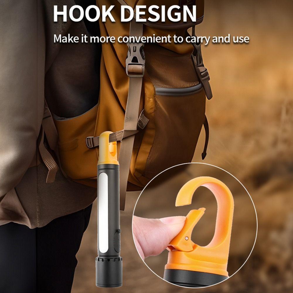 Telescopic Zoom Strong Light Flashlight With Side Lamp Camping Lamp  Camping