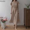 ZANZEA Lässiges Sommerkleid mit Rundhalsausschnitt und kurzen Ärmeln für Damen