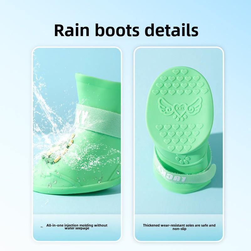 Dog Large Dog Golden Retriever Big Dog Cartoon Silicone Rain Shoes Non-slip, Wear-resistant and Waterproof Pet Dog Shoes When Going Out In The Rain