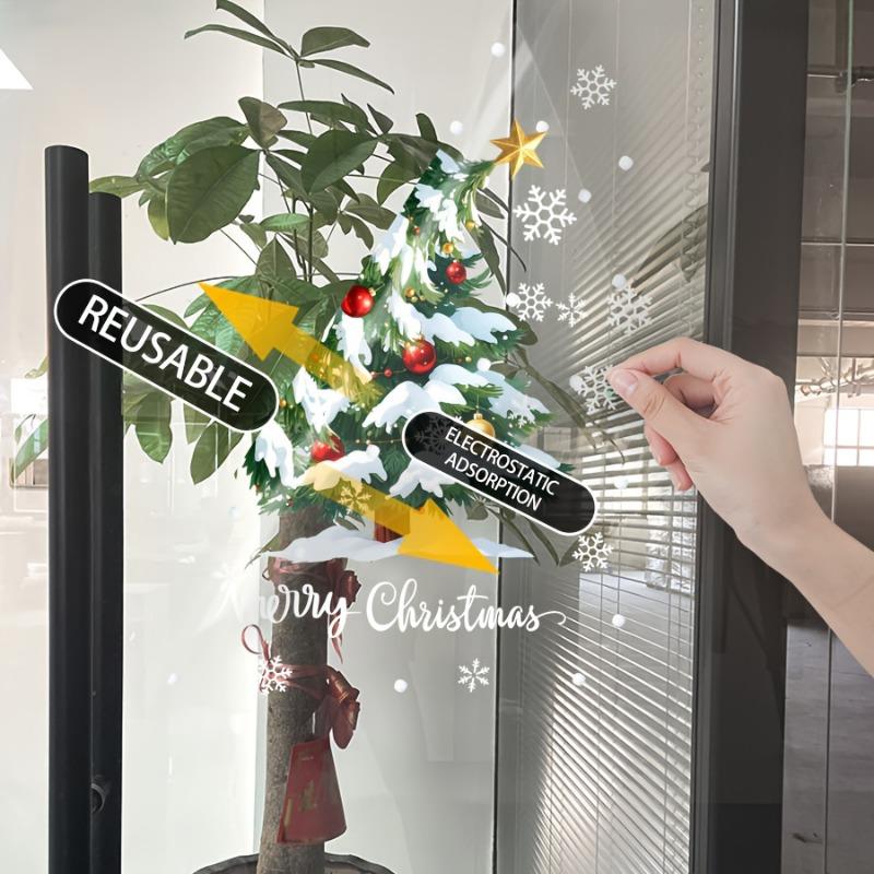 1PC 17.72x23.62 Inch Christmas Window Sticker, Holiday Decoration Accessories, 3D Tree Electrostatic Adsorption Film - Reusable
