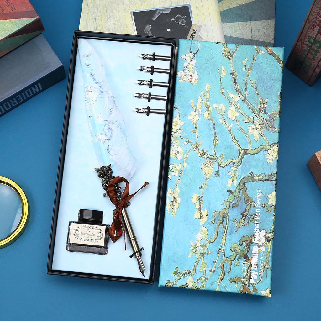 Retro Student Gift Box, Dipped Pen, Graduation Teacher Gift, British Quill Pen, Student Pen