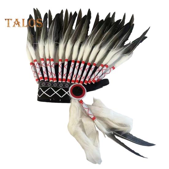 

Головний убір із імітації пір я в індіанському стилі, 40 см, високий головний убір, фотофестивалі, косплей, нарядний костюм, аксесуар сірий колір