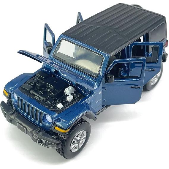 4 Door Wrangler Sahara Hard Top SUV Model Car Diecast Toy Cars 1/32 Scale Metal Vehicle Children's Die-cast Vehicles, Doors Open, Light Sound, Toys
