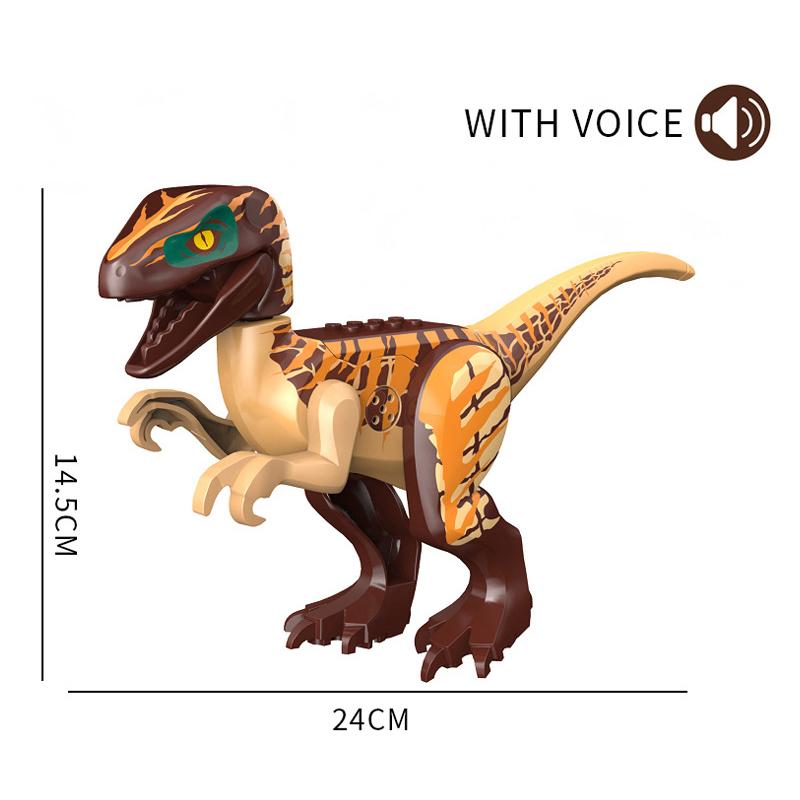 With Sound Assembled Building Blocks Dinosaur World T-Rex Velociraptor Triceratops Jurassic Animal Model Bricks Figure Toys Gift