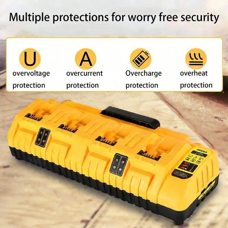 Professional 4-Port Battery Charging Station 8A Fast Charging Base DCB104 for Power Tool with Safety Diagnostics
