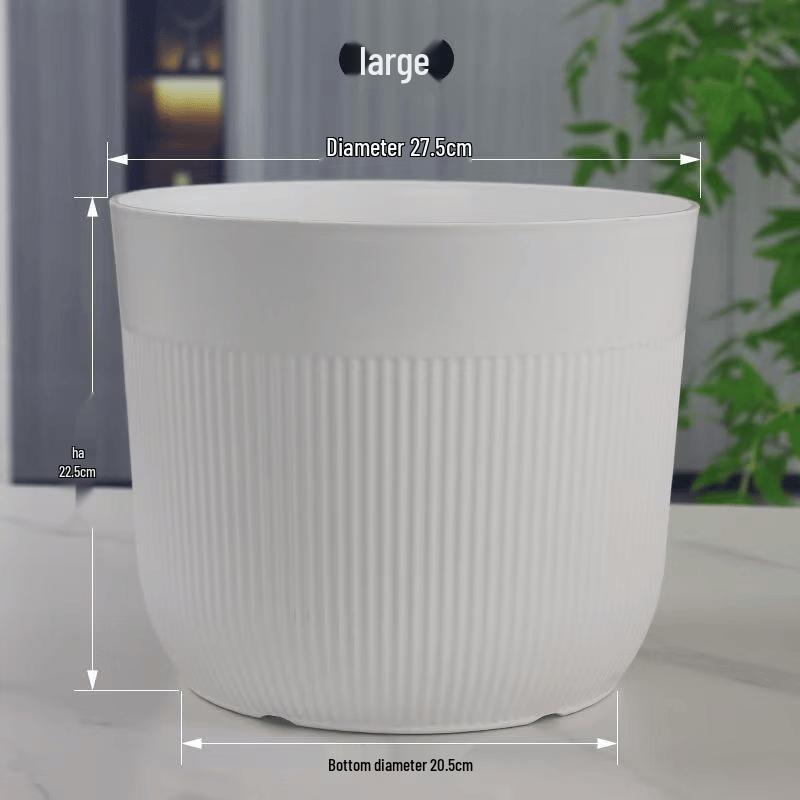 Nordic Style Thickened White Vertical Stripe Flower Pot