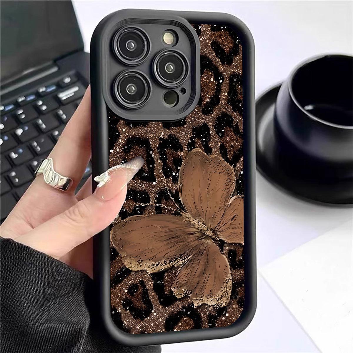 

Защитный чехол для iPhone 15/16/17 Pro Max с коричневой бабочкой и черной канавкой Galaxy S24 Pro чёрный