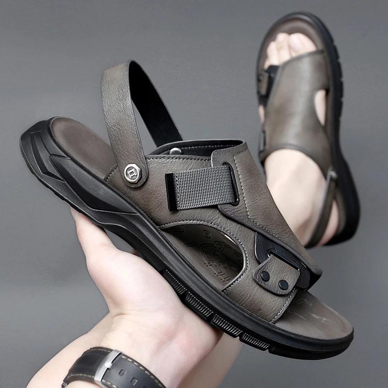 Fashion Sandals For Men 2024 New Fashion Summer Anti Slip Soft Sole Retro Dual Purpose Sandals And Slippers Outdoor Beach Shoes For Men