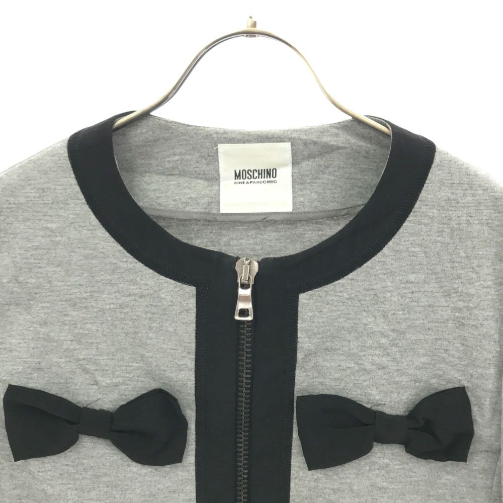 Moschino No Color Jacket 6 Gray Bicolor Ribbon Women Used