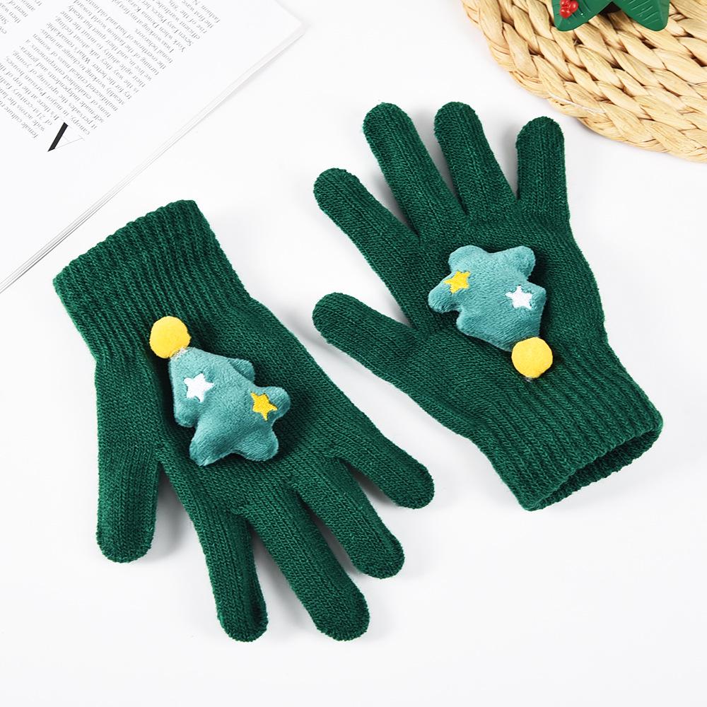 Children's Warm Split-Finger Knitted Gloves - Christmas Tree & Reindeer Design