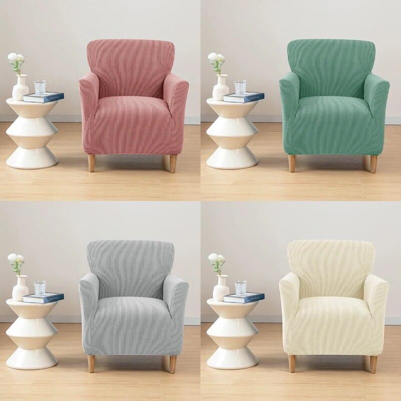 Jacquard Kleiner Einzelsofa-Bezug Elastische Sesselbezüge für Wohnzimmer Küche Büro Schmutzabweisender Waschbarer Stuhlschutz 1 Stück