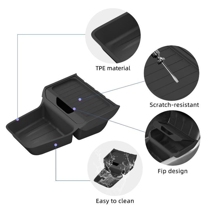 for Tesla Model Y Juniper Standard RWD 2026 2025 Center Console Lower Storage Box TPE Central Tray Organizer Accessories Tidying