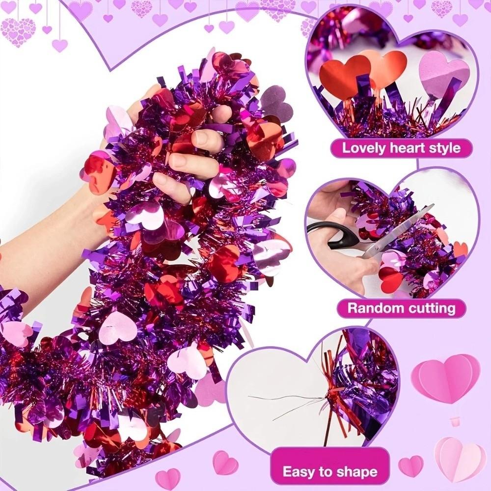 Love Sequins Heart Tinsel Garland DIY Hanging Decor Dense Valentines Garland  Festival Mantel