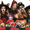 2026 Halloween Honeycomb Ornaments 9pcs Pack Vibrant Pumpkin Patterns Spooky Party Decorations For Home Cafe Restaurant