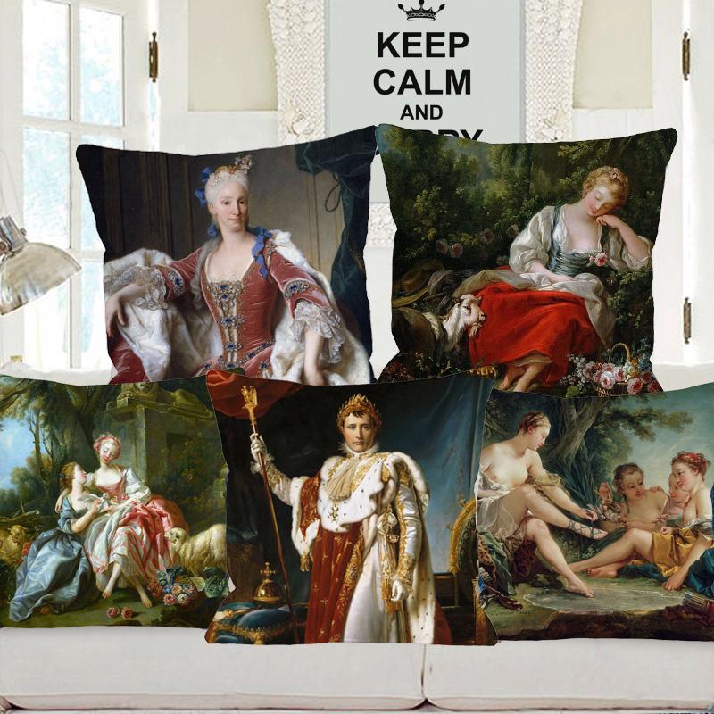 European Royal Court Madame Duchess Goddess Women Portrait Painting Cushion Covers Rococo Style Decorative Pillows For Sofa