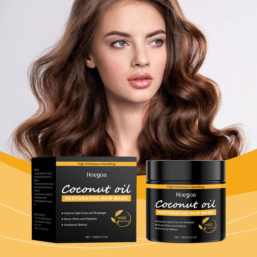 Hoegoa Coconut Oil Hair Mask For Nourishing Dry Frizzy Hair With Shiny Softness 100g