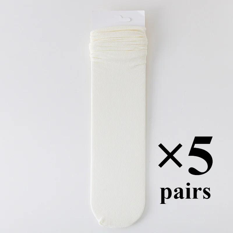 

5Pairs/set Women Summer cute Socks Thin Loose Velvet Nylon Soft Breathable Long Socks Solid Color Casual Calcetines mujer One Size