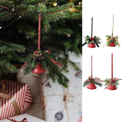 Weihnachtsbaumschmuck Glocke Weihnachts-Schleife Glocken-Ornament Hängbar Rustikal Tannennadel Beeren-Schleifen Glocken-Geklingel Glocken-Deko