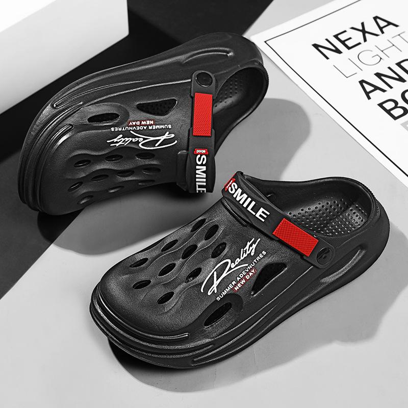 Hole Shoes Men's Summer New Outer Wear Non-slip Casual Men's One-pedal Bag Head Beach Shoes Tide