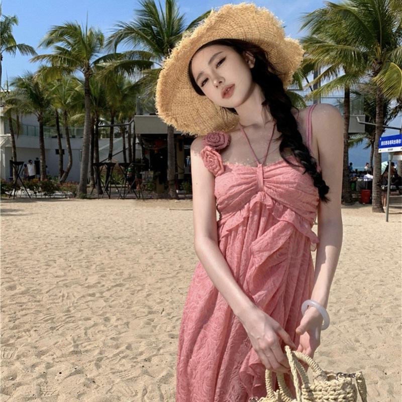 

Женские летние винтажные однотонные нерегулярные праздничные платья с лямкой на бретельках M розовый