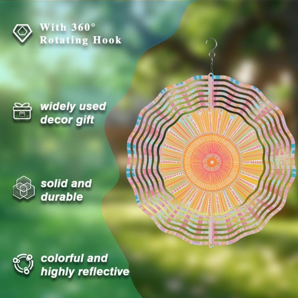 10 Zoll Hängendes Windspiel mit 360° drehbarem Haken Stilvolle Außendekoration für Terrasse Balkon Perfektes Geschenk für Frühling und Sommer