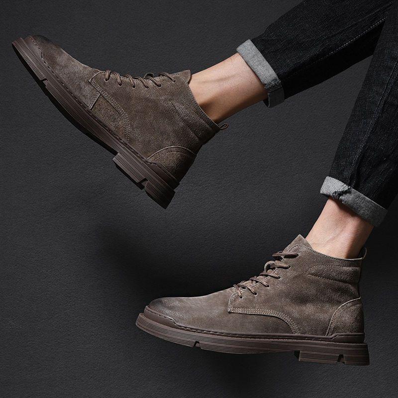 Men s Retro High-Top Leather Martin Boots - Versatile Casual AutumnWinter Footwear 39 one size larger than sneakers 6680₽