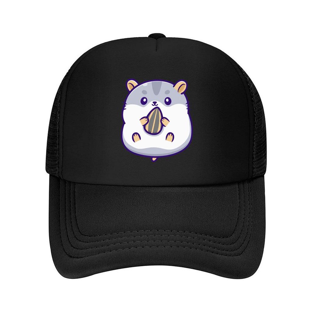 Cute Hamster Holding Sunflower Seed Cartoon Mesh Baseball Cap For Womens Unisex FeUnisex Beach Dad Hat Hip Hop