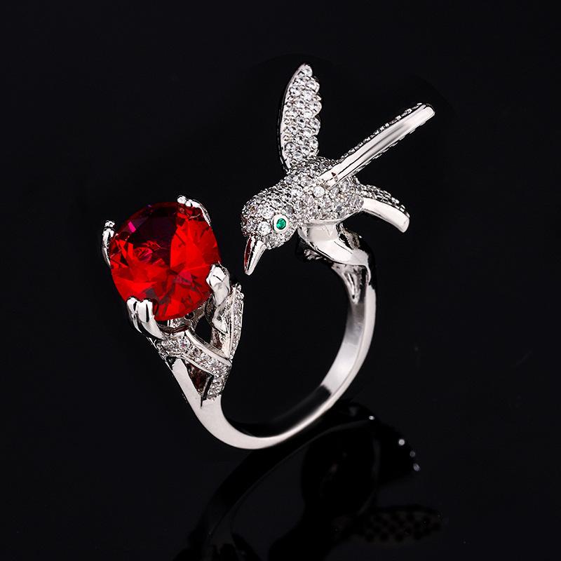 New Color Red Corundum Ring For Women High Quality Imitation Santa Maria Hummingbird Ring Party Wedding Jewelry