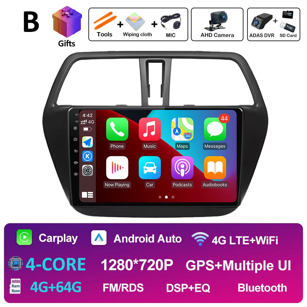 Smart System Android 14 For Suzuki SX4 S-Cross 2014 2015 2016 2017 Wireless Carplay Bluetooth QLED IPS Screen WIFI Auto Tools 4G