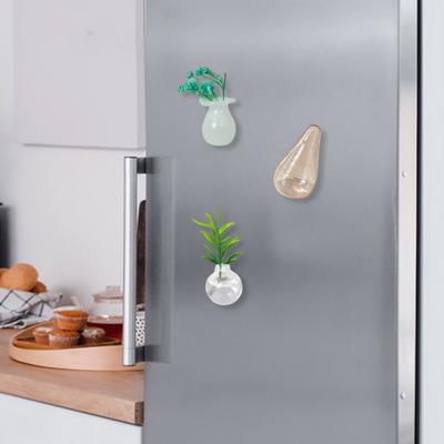 Mini-Glasvase, Kühlschrankmagnet, für Zuhause, Büro, Küche, Spind, Kühlschrank, 3D-Miniatur-Blumenvase, magnetische Dekoration, Ornament