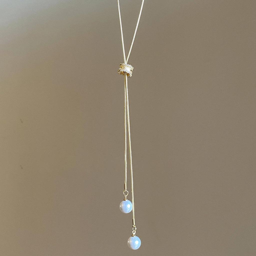 Zircon Pearl Necklace: Luxury Sweater Chain for Autumn and Winter