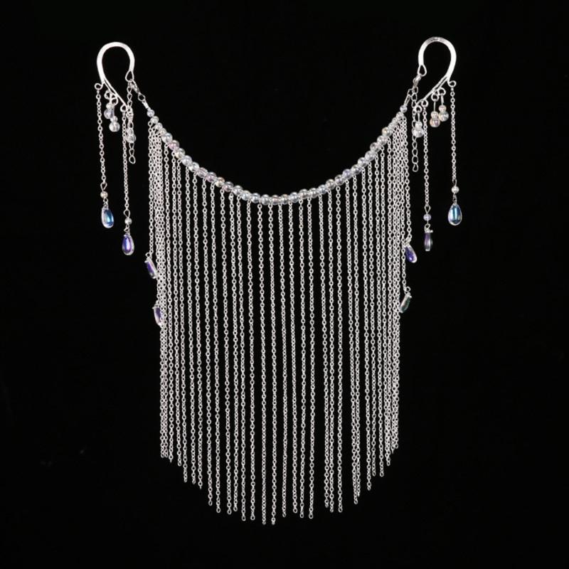 Vintage Veil Mask Costume Hanfu Tassel Headwear Face Curtain Cover Elegant Photo Props Chinese Wedding Braid Accessories