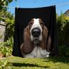 1pc Basset Hound Outdoor Personalized Flannel Blanket, Soft, Lightweight Personalized Flannel Blanket, Digital Printing,
