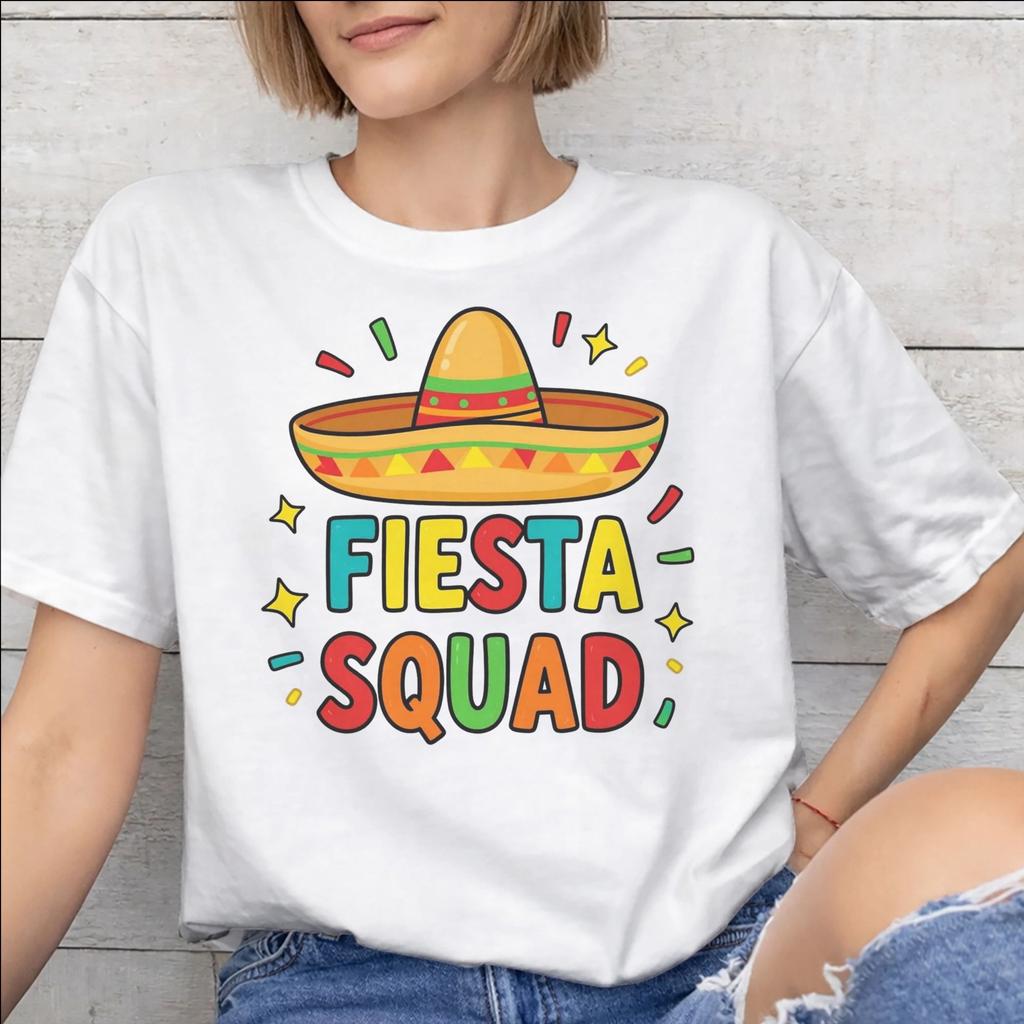 Fiesta Squad Cinco De Mayo Graphic Printing T Shirt Men Women 100 Cotton Tee Shirt Clothing