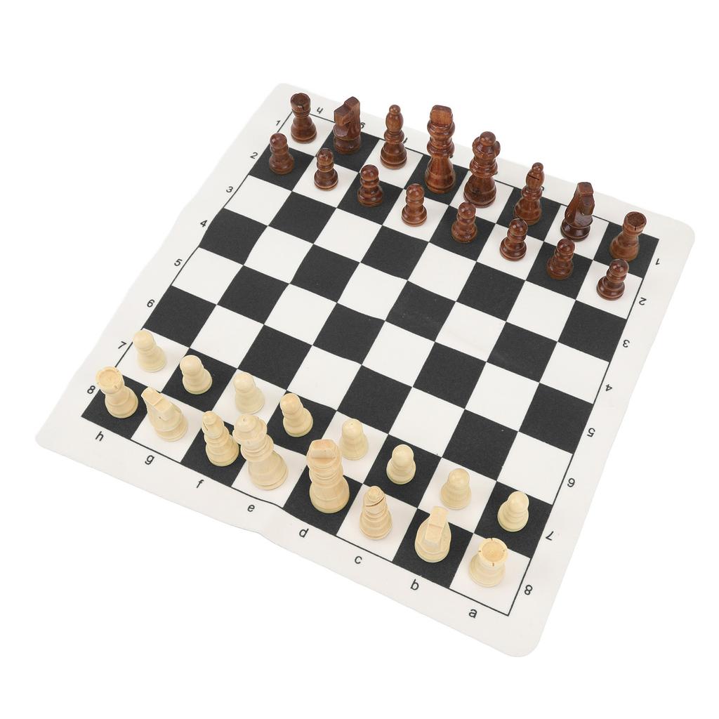 Chess Board Game Set   PU Lther Chess Board Wooden Chess Pieces Portable Chess Set with Storage Bag