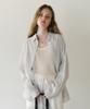 LOEIL Wide Cotton Striped Shirt - Sky Blue