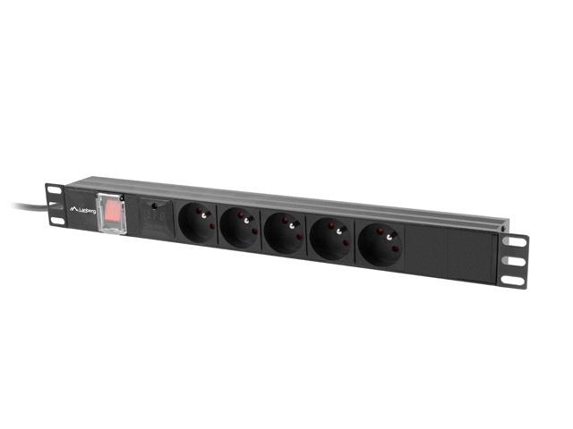 Listwa Zasilająca Lanberg Rack PDU 19" 1U 16A 5x 230V PL 2M Czarna