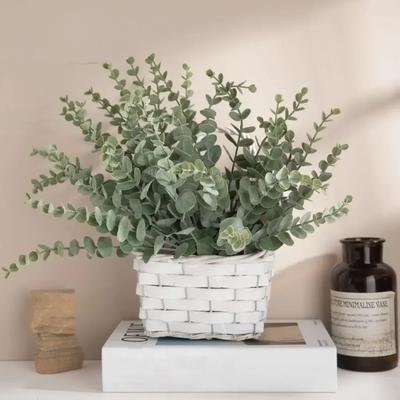 D2 Artificial Eucalyptus Leaves Stems 24PCS Bulk Silver Dollar Leaf Picks Plant Fake Flowers for Wedding Bouquets Floral Decor