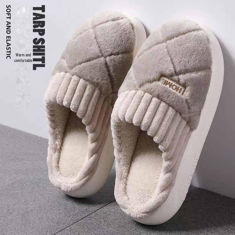 Women's Winter 2024 Warm Velvet Indoor/Outdoor Non-Slip Cotton Slippers, Thick-Soled Fur Shoes for Couples