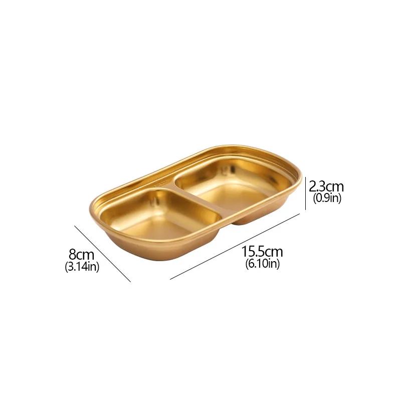 Stainless Steel 1-4 Grids Seasoning Plate Dipping Dish Sauce Dish Hot pot Barbecue Flavor Dish Kitchen Condiment Tray