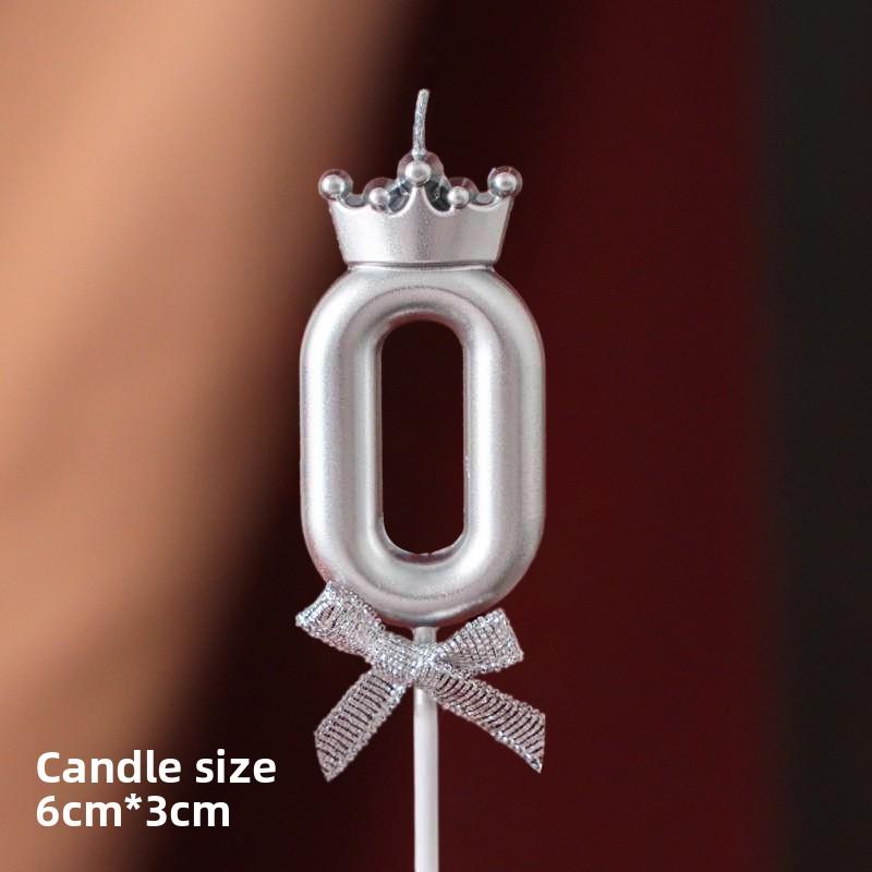 Gold and Silver Crown Candle Cake Children Goddess Birthday Party Decoration Digital Creative Environmental Protection Champagne golden crown bow
