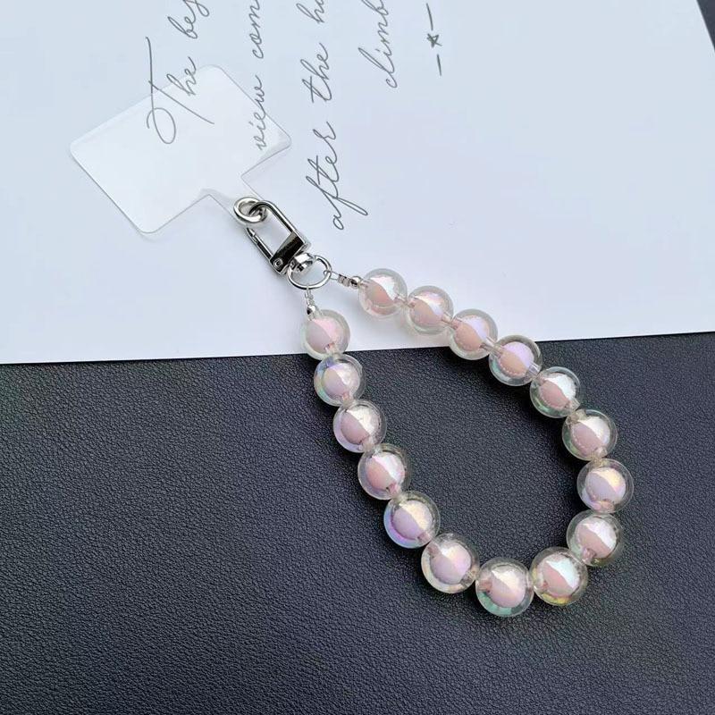Luxury Plating Beaded Bracelet Phone Chain Acrylic Pendant For iPhone 11 13 Pro Max Woman Gold Anti-Lost Chain Hanging Jewelry