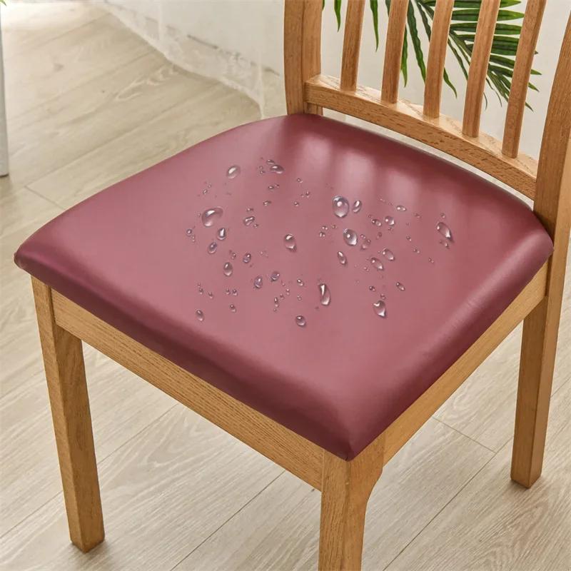 Water Repellent Dining Seat Cushion Cover Pu Leather Stretch Kitchen Chair Covers Chair Slipcover for Banquet Office El Party