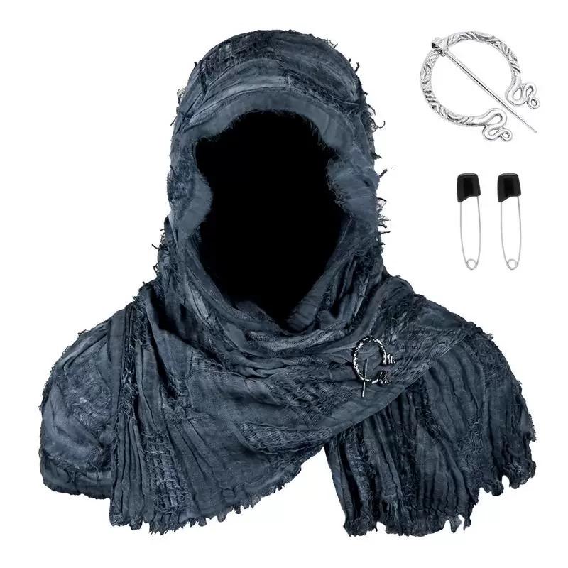 

Techwear Style Ripped Tassel Punk Vintage Scarf Man Woman Medieval Knight Cape Cloak Halloween Cosplay Shawl Costume One Size