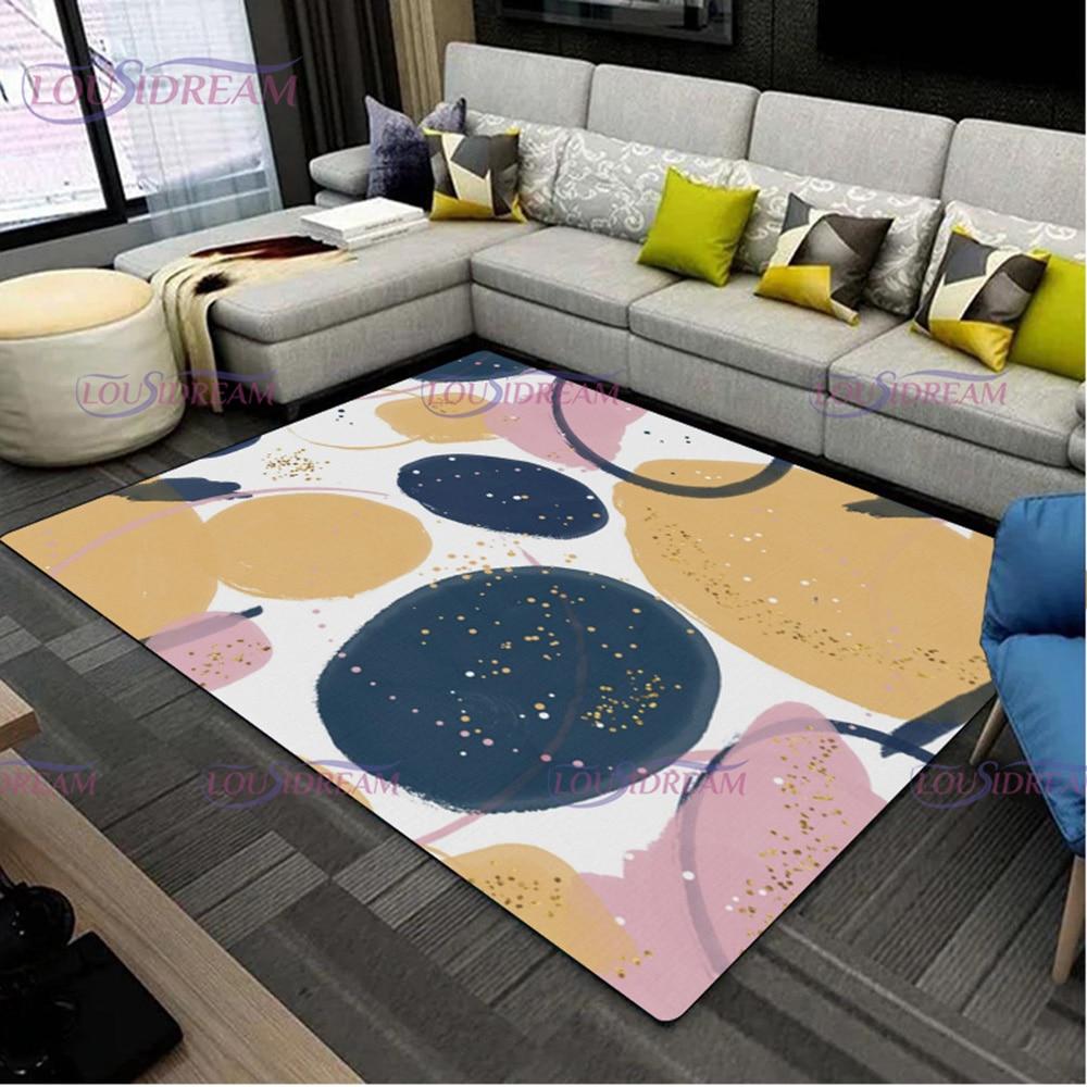 Golden Sun and Moon Carpet Entrance Door Floor Mat Abstract Geometric Optical Doormat Non-slip Floor Mat Living Room Decor Rug