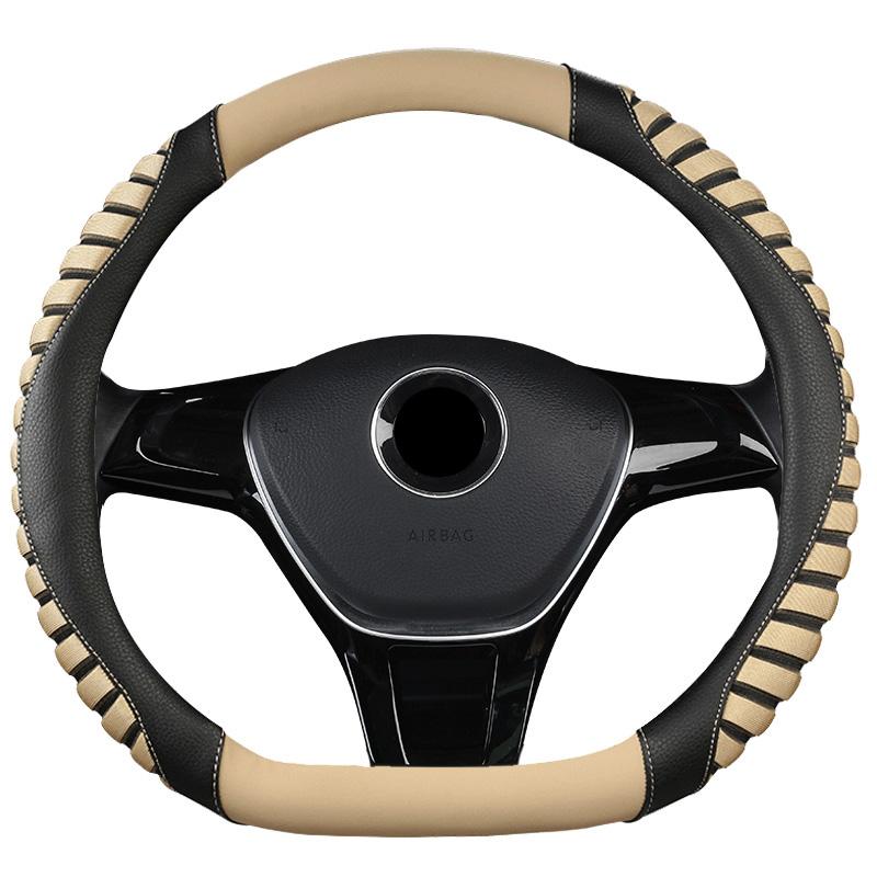 DERMAY D-förmiger Auto-Lenkradbezug aus Leder + Eisseide für Volkswagen VW Passat 2016 2017 2018, Autozubehör