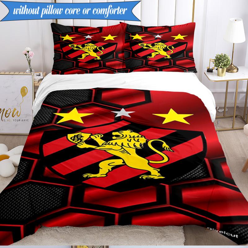 3PCS Sport Club Football Crest Printed Soft Bedding Set,Including 1pc Duvet Cover And 2pcs Pillowcases Perfect for Bedroom, Dormitory, Fan gift