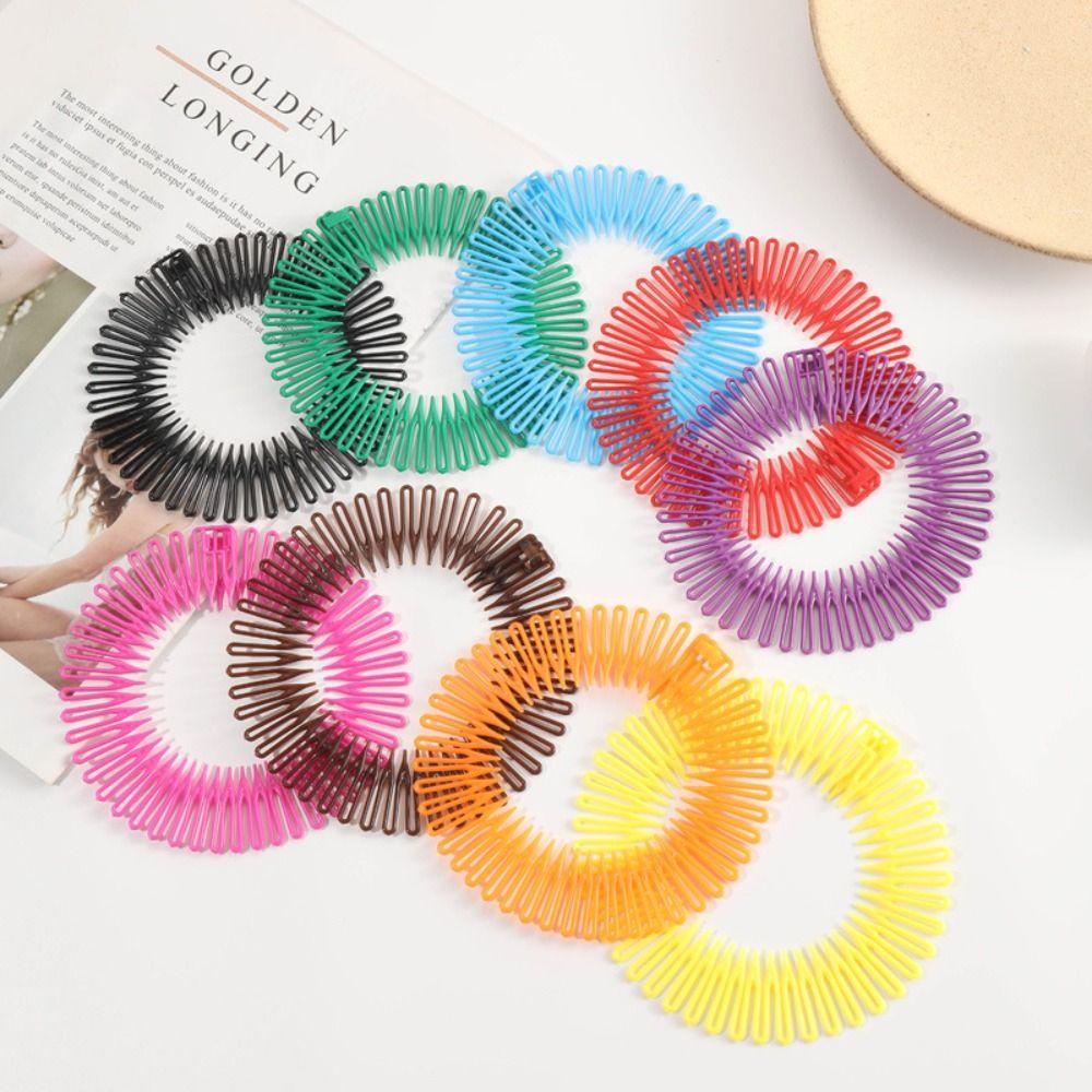 Plastic Stretch Flexible Comb Full Circle Fixed Hair Accessories Invisible Wavy Hair Hoop  Women