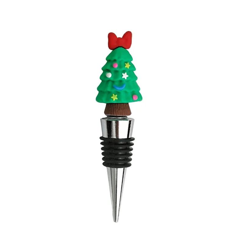 PVC Wine Bottle Stopper Santa Claus Wine Stopper Elk Santa Claus Home Theme Party Gift Sealed Fresh-keeping Champagne Stopper